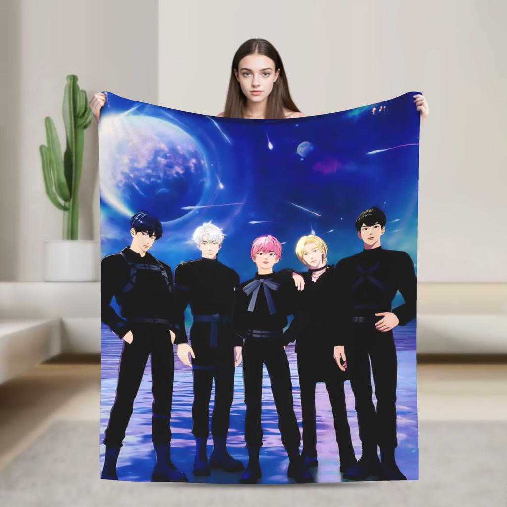Blankets Travel Kpop PLAVE Caligo pt Throw Blanket Flannel Bedspread For Couch Chair Sofa Bed Graphic Sofa Bed Cover