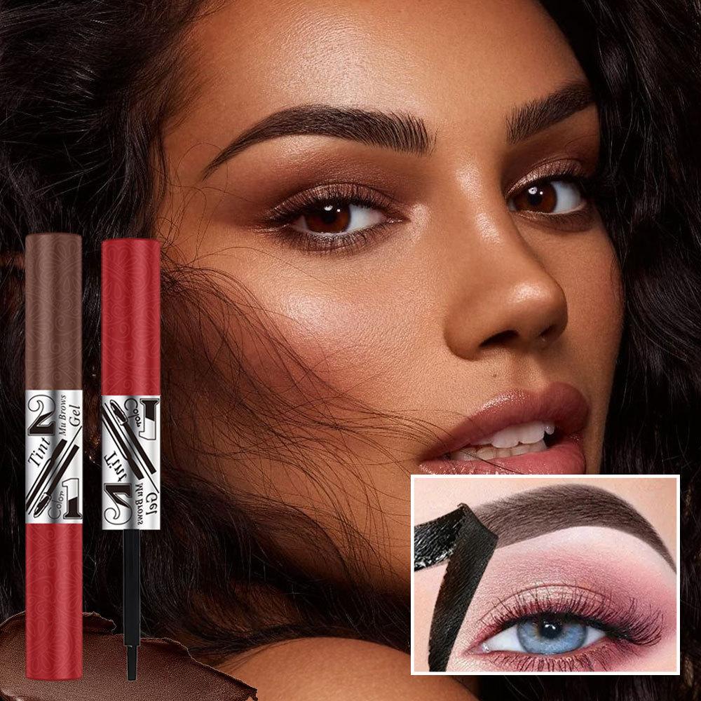 Двусторонний отслаивающийся гель для бровей, тинт для губ, натуральные дикие брови, стойкий оттеночный цвет, 3D-эффект