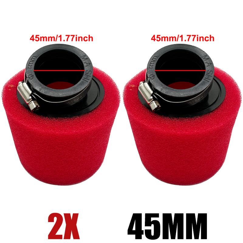 2PCS 35/38-40/42/45/48mm Bent Neck Foam Air Filter Sponge Cleaner Clamp-on Moped Scooter For 110/125/150/250cc Dirt Pit Bike
