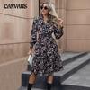 Spring Women's Dress Temperament Elegant Printed Long Sleeve Floral Dress