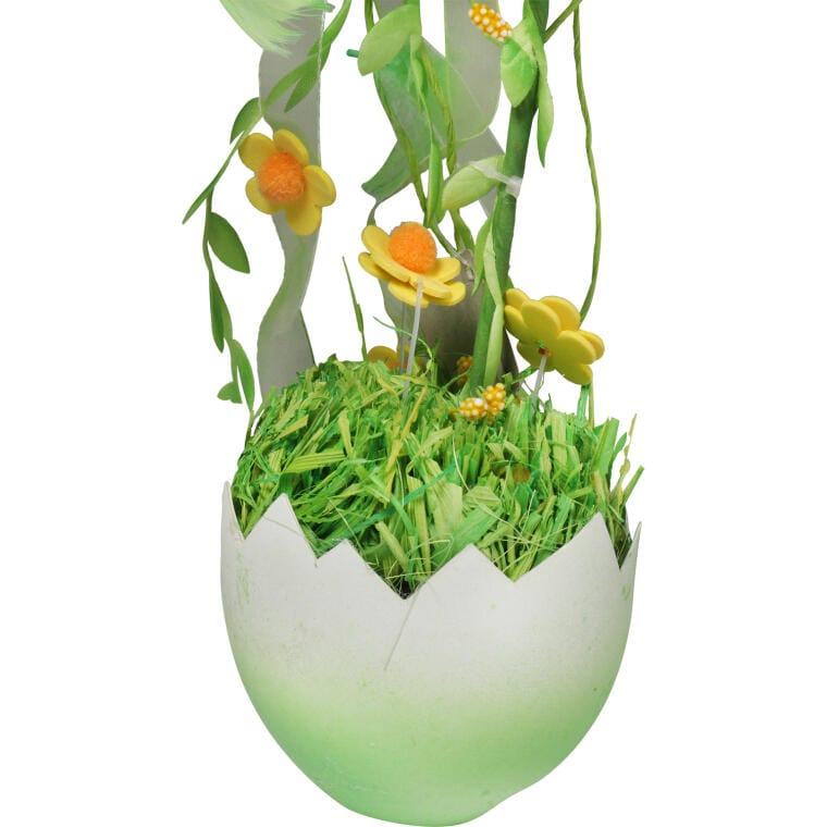 Green Decorative Chicken on Egg in Nest - Height 30 cm
