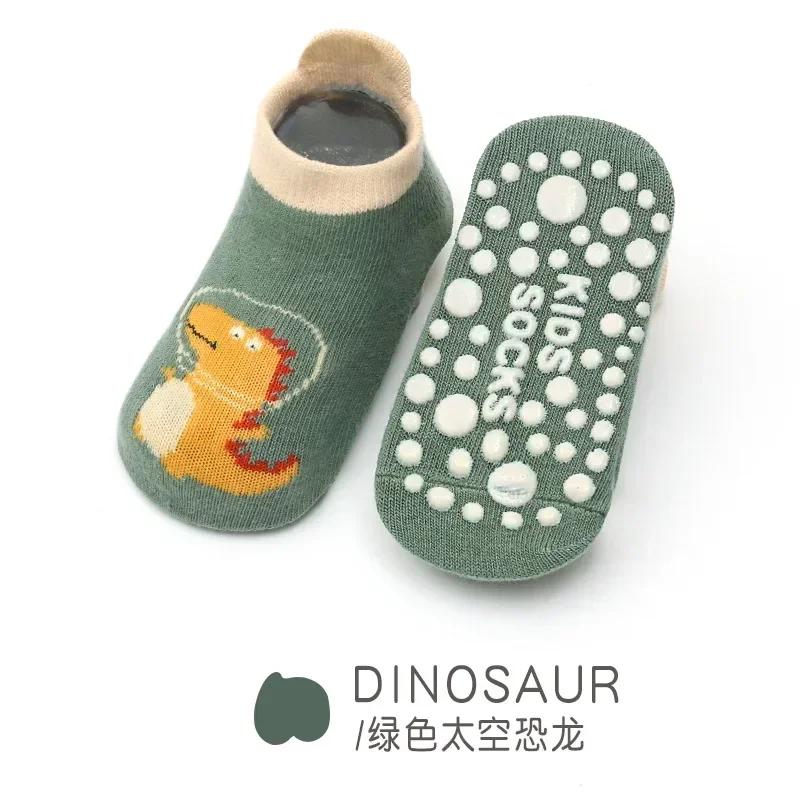 Зимне-весенние нескользящие детские носки до щиколотки, милые носки для малышей с мультяшными животными и принтом букв, детские напольные носки, резиновая подошва, носки для мальчиков и девочек