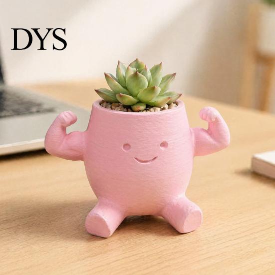 Мускулистый Мужчина Горшок Милый Горшок, 3D Печатное Лицо с Улыбкой Растение Минималистичная Текстура Сосуд Горшок, Декоративный Забавный Контейнер для Суккулентов Маленький