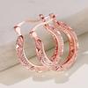 Huitan Fancy Hollow Out Pattern Hoop Earrings for Women Metal Style U Shape Circle Earrings Modern Fashion Girls Ear Jewelry