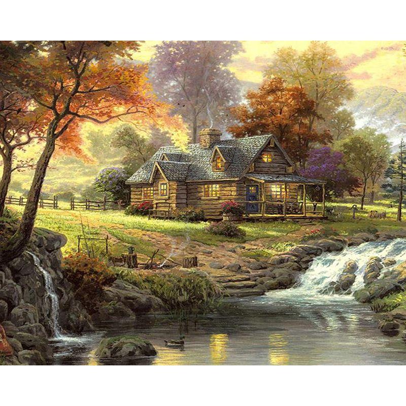 Full Drill Round Diamond Painting 5d Landscape Diy Diamond Embroidery For Adults Home Decoration
