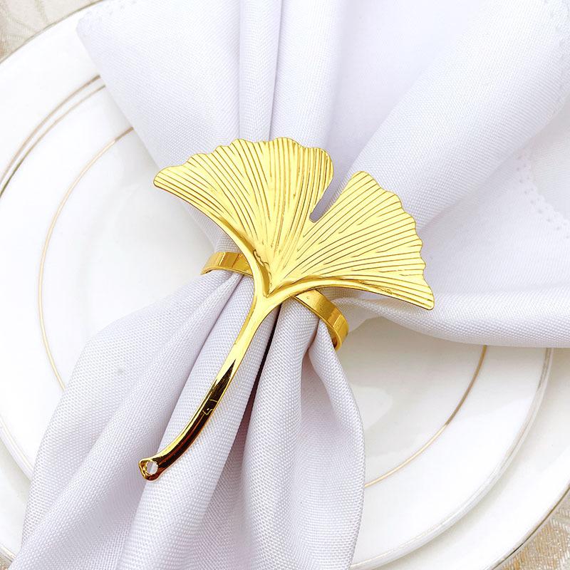 6 шт./лот кольцо для салфеток в виде листьев гинкго металлическая кнопка для салфеток отельная ткань кольцо для салфеток украшение стола