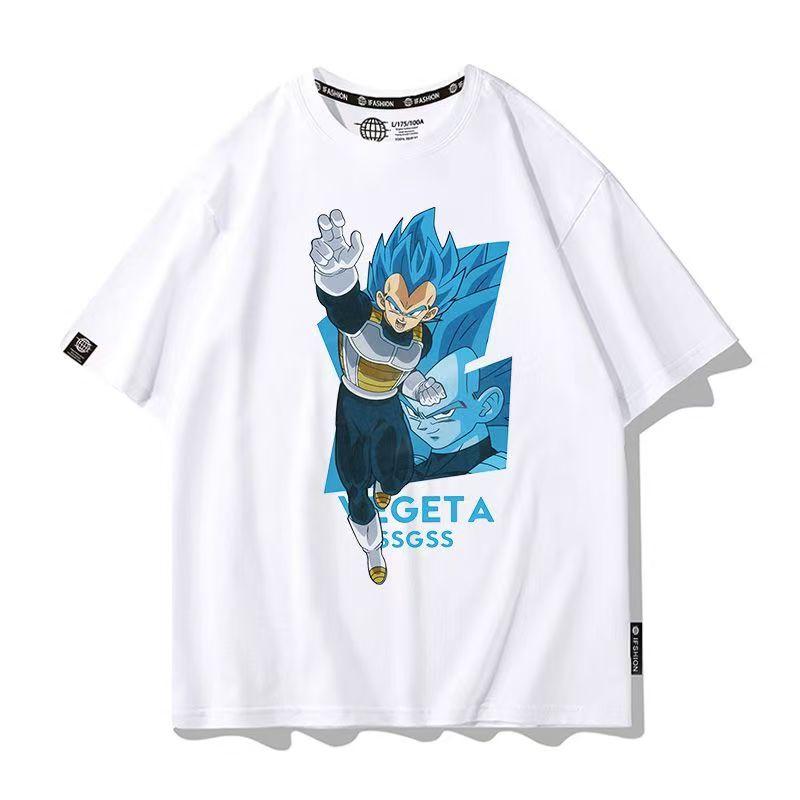 Мужская футболка с совместным брендингом Аниме Dragon Ball, летняя, дышащая, с коротким рукавом, Супер Сайян Гоку Вегета, мультяшный топ