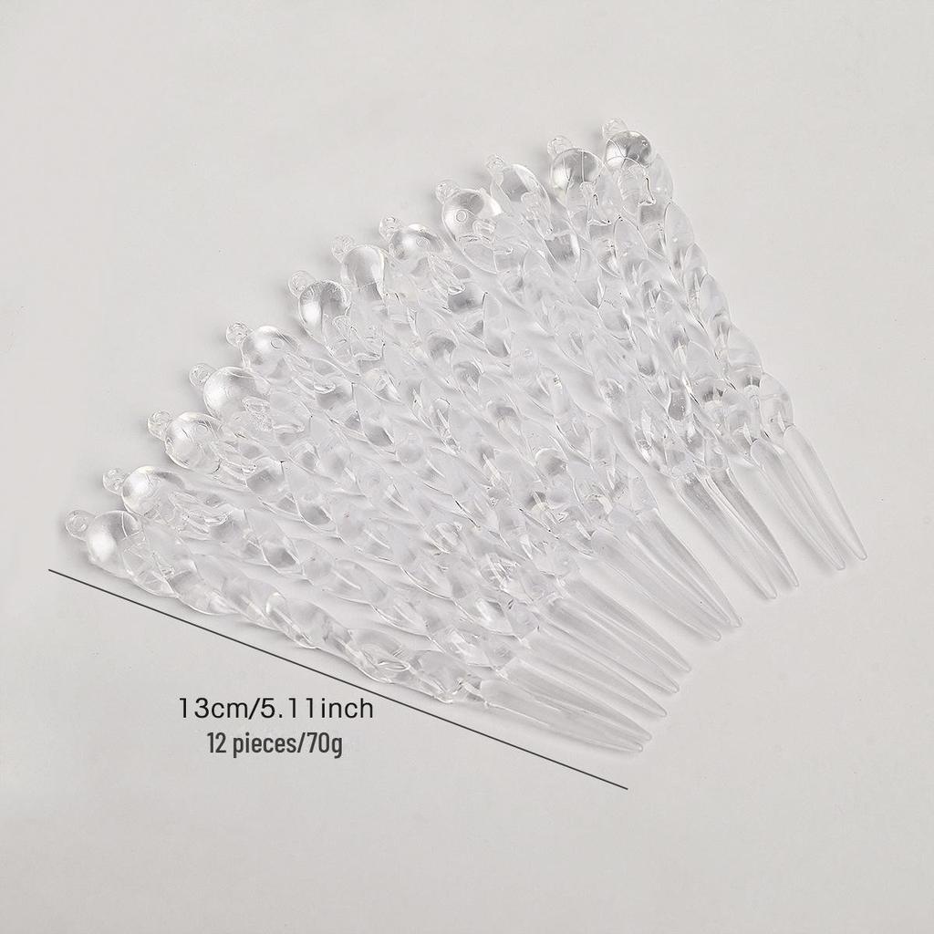 Transparent Christmas Tree Ornaments: Icicles, Snowflakes, and Deer Pendants