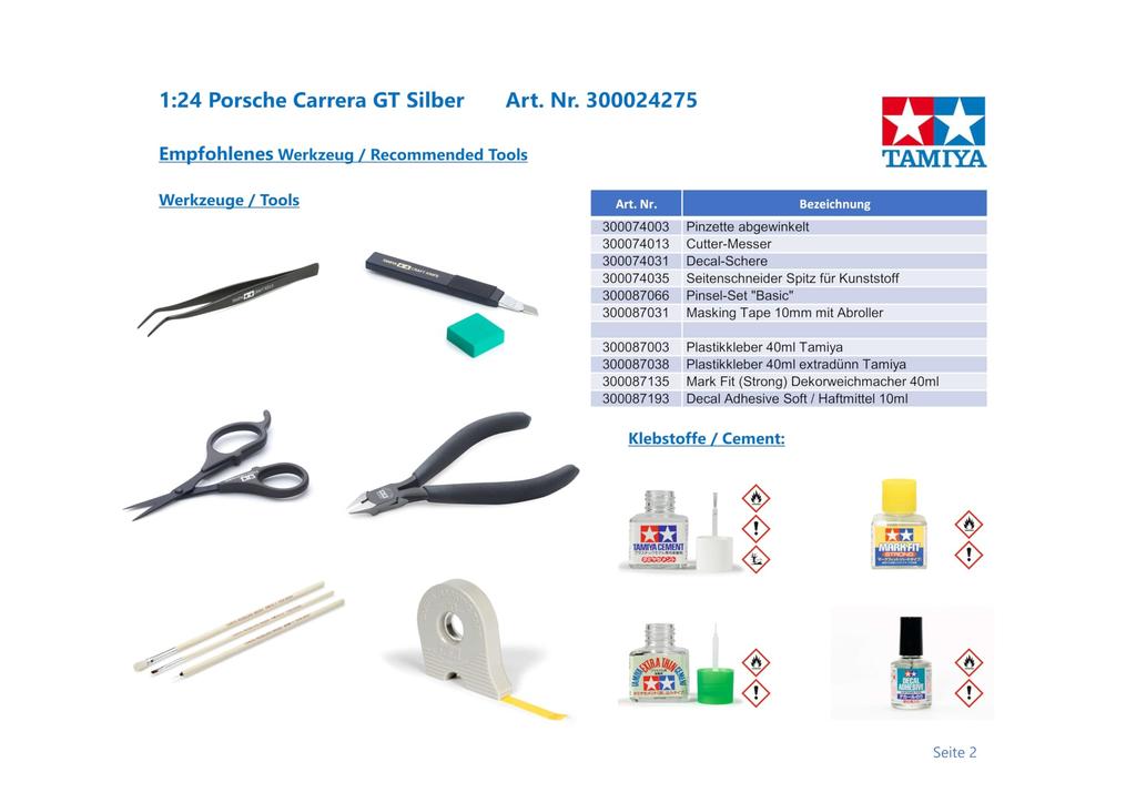 Tamiya Sports Car Series Porsche Carrera GT Plastic Model 24275 1/24 No.275
