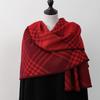 Double Sided Plaid Scarf for Women Winter Warm Wool Scarf  Autumn and Winter Korean Style Cashmere Scarf with Atmosphere