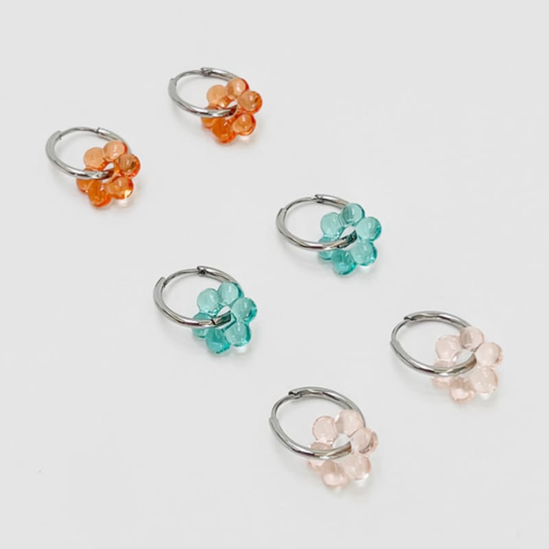 FANTASTIC PLANET refreshing flower ring earrings (3colors)