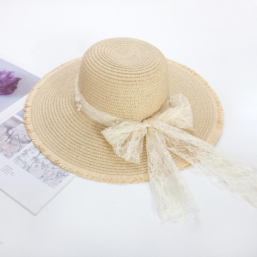 Seaside Resort Straw Hat Women's Big Brim Sun Protection Hat Foldable Bow Beach Hat UV Protection Hat Versatile Versatile
