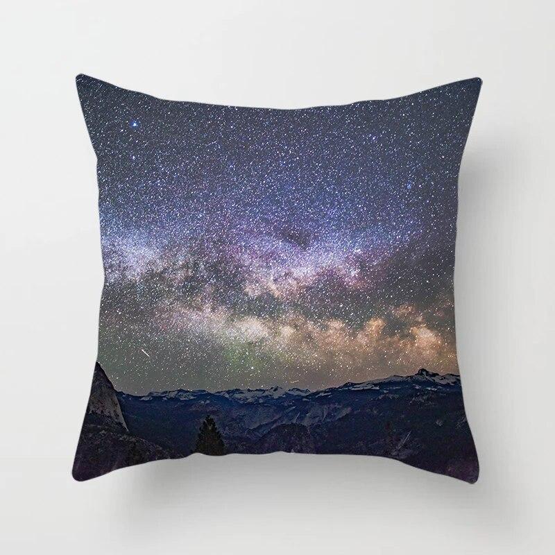 Красивое звездное небо с пейзажным принтом, наволочка, украшение для дивана, автомобильное офисное сиденье, чехол для подушки для комнаты и дома