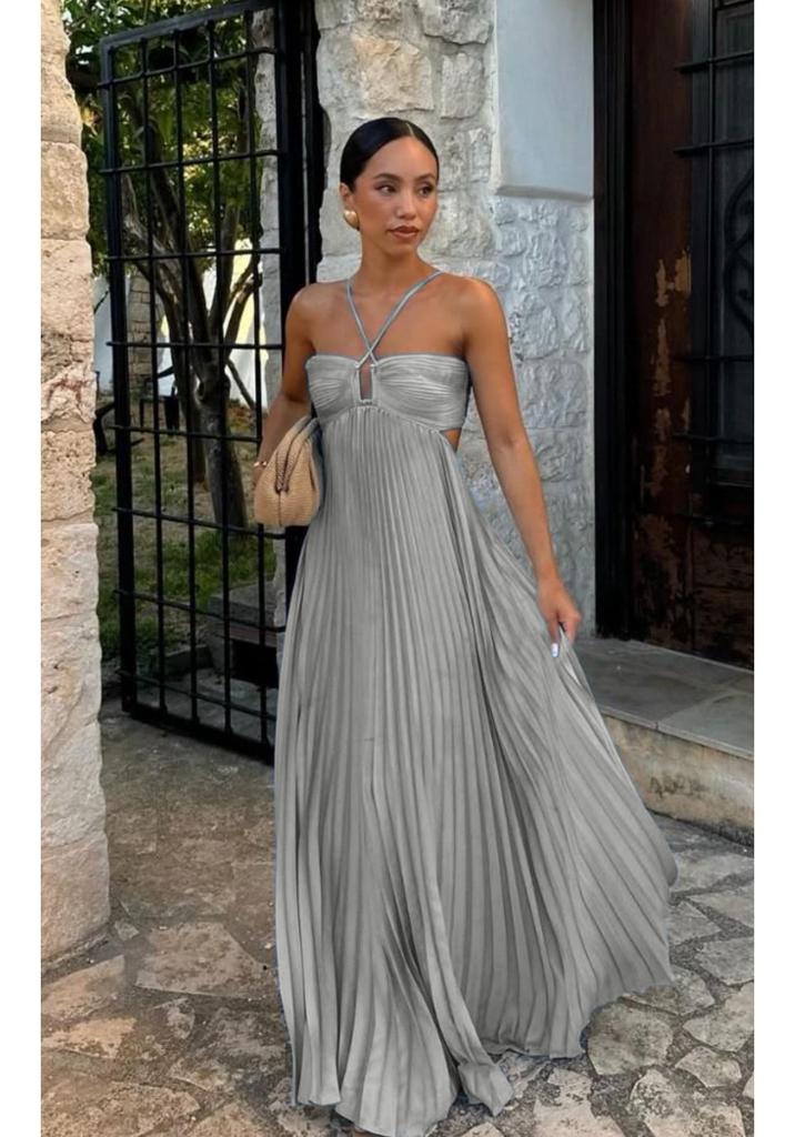 Европейское/Американское strapless плиссированное платье на бретельках - Женская летняя однотонная без рукавов пляжная одежда для отдыха