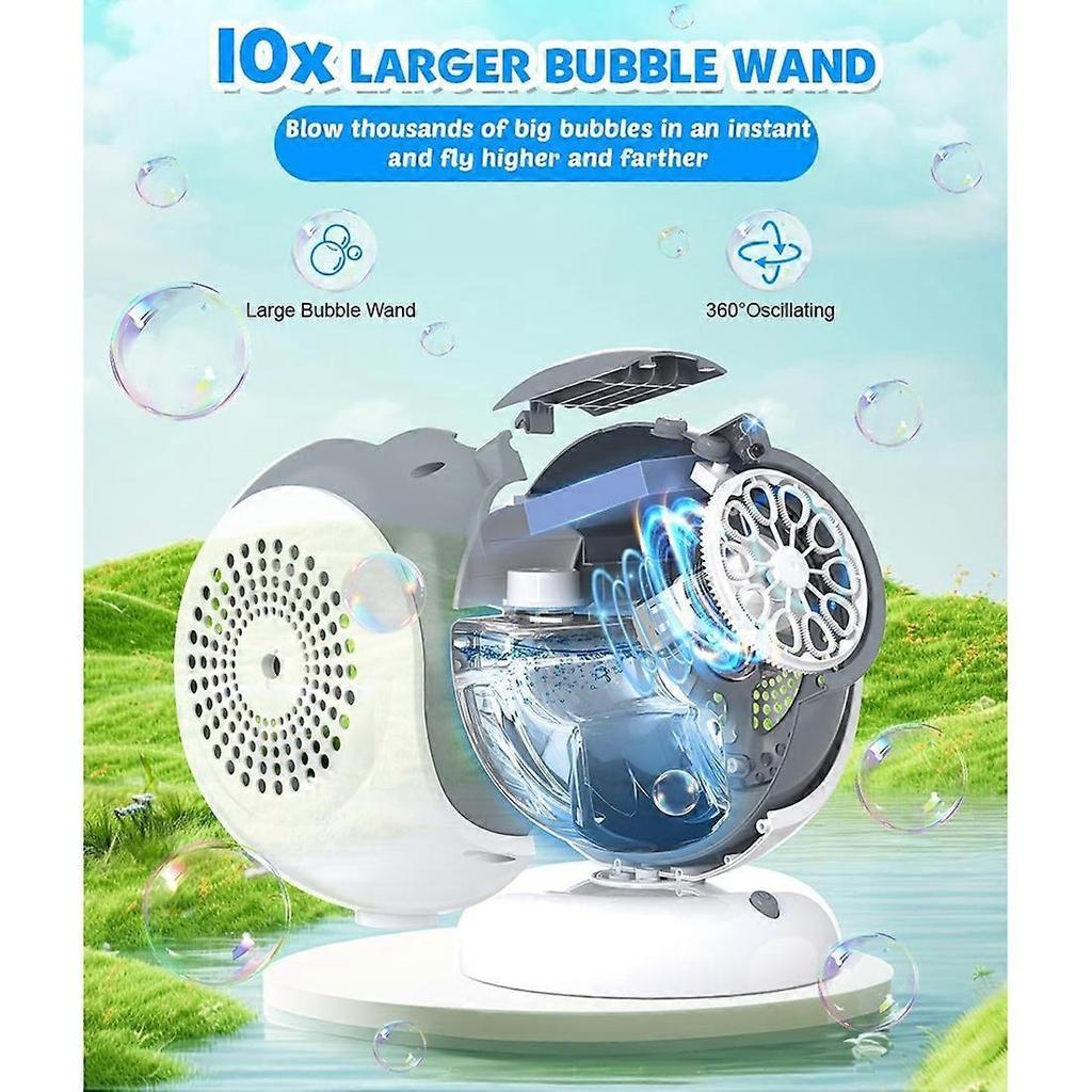 Bubble Machine - Auto 360° Rotation, 75° Tilt Range, Bubbles Blower Maker for Kids, Wedding, Birthday, Parties, Gifts