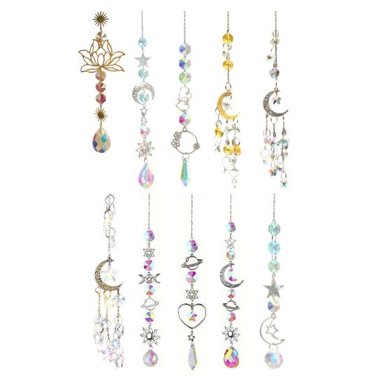Star Sun Catcher Faux Crystal Prism Rainbow Maker Stars And Moon Colorful Hanging Suncatcher for Window Home Garden Decoration