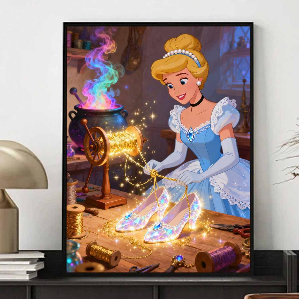 Disney diamond painting kit handmade diy 5D home decoration gift unique idea Cinderella's magic shoes sparkle with enchantment