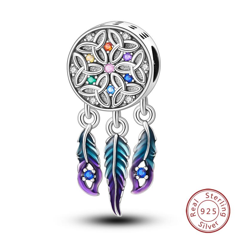 100% Настоящая Медь Перья Ловец Снов Кисточки Шармы Бусины Подходят для Оригинального Браслета-Браслета Qikaola Модная Бижутерия Сделай Сам