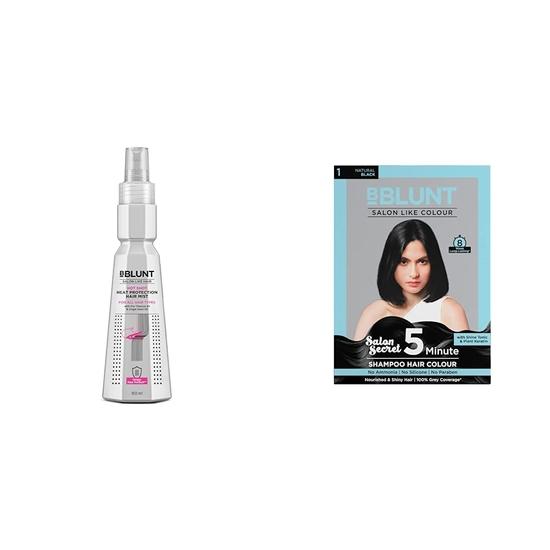 BBlunt Hot Shot Heat Protection Mist 150 мл | Натуральный черный 5-минутный шампунь-краска для волос 20 мл X 5