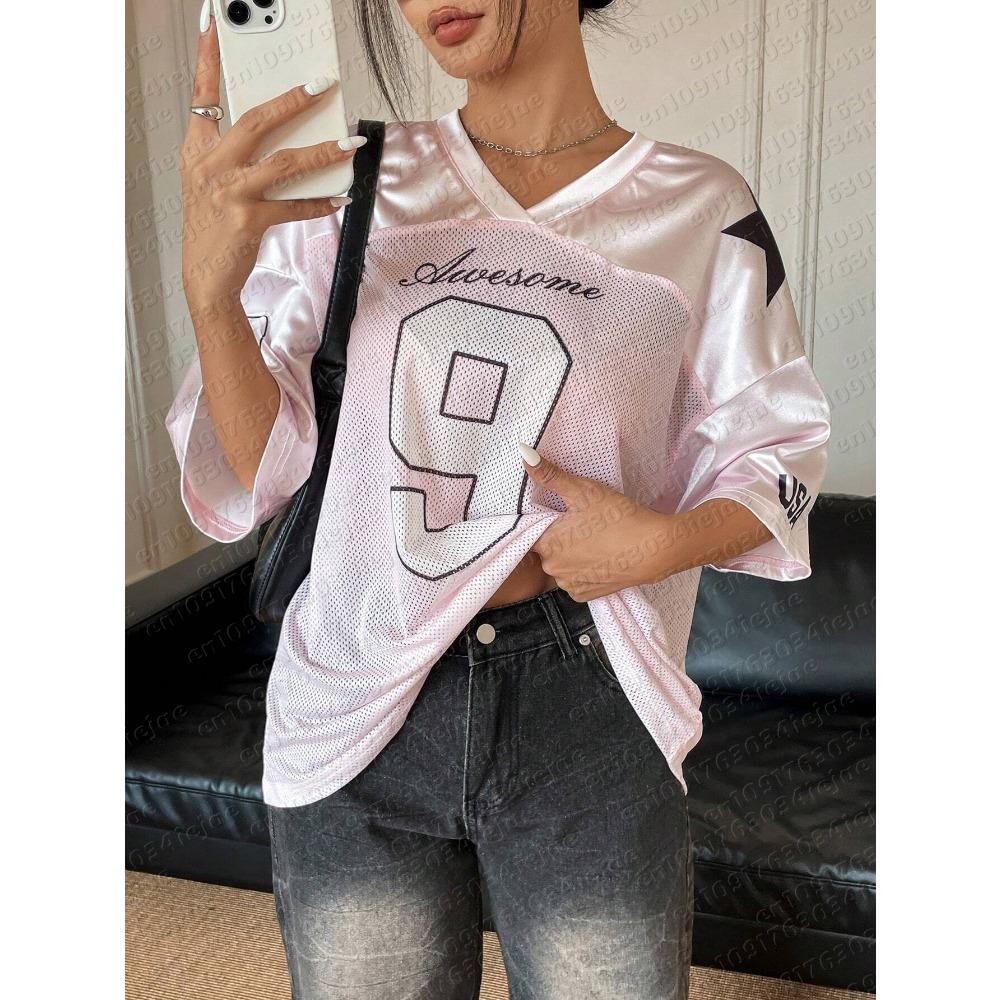 2026 Summer New York No.9 Fashion V-Neck Shirt For Women Loose Casual
