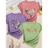 Floral Rooster Heart Floral Print Round Neck Three Piece Short Sleeve Women Elegant Three Seasons Gift Set