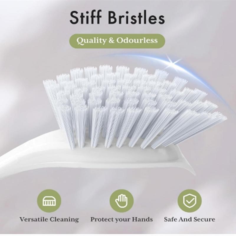 Dish Brush with Handle, 2 Pack Kitchen Scrub Brushes for Cleaning, Dish Scrubber with Stiff Bristles for Sink, Pots, Pans