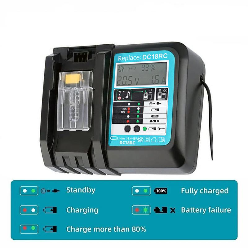 DC18RC для Makita 18V зарядное устройство для аккумулятора дрели 3A Li-ion зарядное устройство для Makita 14.4V 18V LXT BL1815 BL1860 BL1430 BL1450