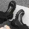 Fashion Mens Casual Chelsea Boots Black Trendy Original Leather Shoes Punk Stage Dress Cowboy Platform Boot Handsome Ankle Botas Hombre
