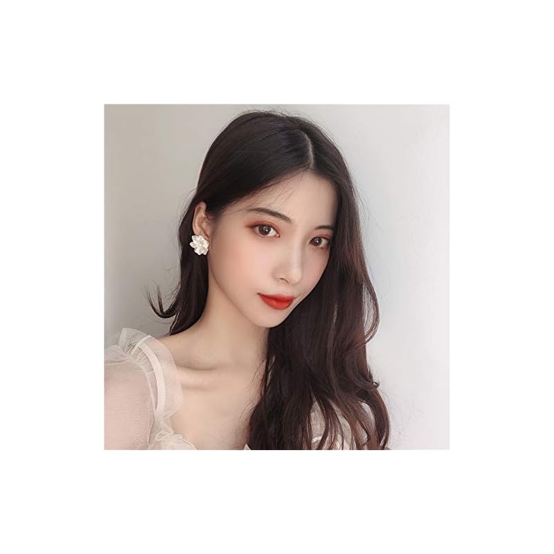 earrings earrings ladies stud earrings white Large flower flower silver 925 metal allergy Large Korean style cute accessories jewelry QYHH017