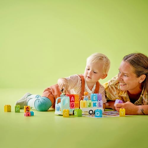Игрушка LEGO Duplo Город Грузовик с алфавитом, Подарок на день рождения, Образовательные кубики, для Мальчиков и Девочек, Возраст 1,5, 2 и 4 года, Транспортное средство, Миниатюрная машина, Кукла,