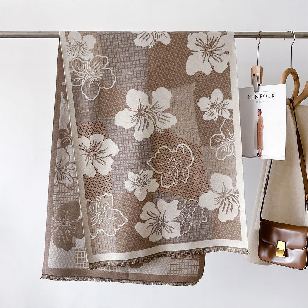 Клетчатый цветочный шарф кашемировые зимние шали и палантины женские толстые теплые Bufanda Mujer пончо палантины пашмина