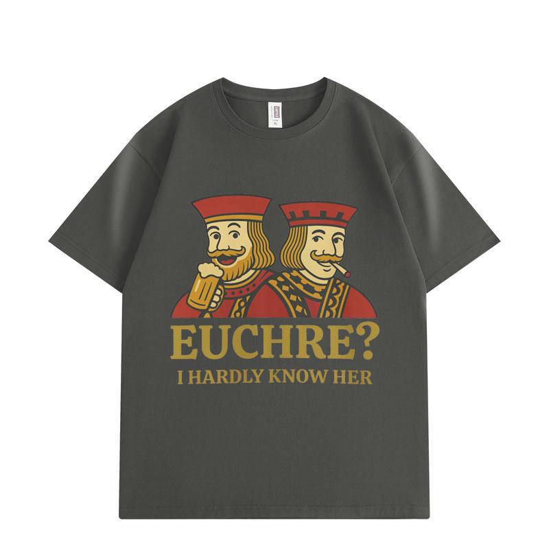 Смешная футболка с мемом по игре Euchre Мужская Женская Летняя Мода Винтажная Футболка с Коротким Рукавом Высококачественная Хлопковая Футболка