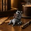 Reading Raccoon Ornament Shelf Sitter, 3D Printed Bookworm Figurine with Vintage Vibe, Personalized Gift for Readers Cute Desk Bookshelf Decor,