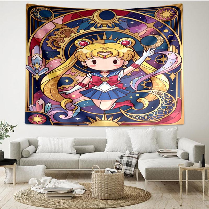 Sailor Moon Print Tapestry - Portable Wall Decor Cloth, for Home, Dorm, Travel, Bedroom, Living Room - Ideal Birthday Housewarming Gift