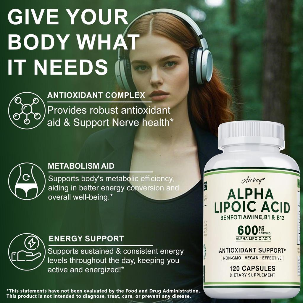 Each serving contains 600 mg of alpha-lipoic acid, a powerful antioxidant that helps improve neuropathy and cardiovascular health.