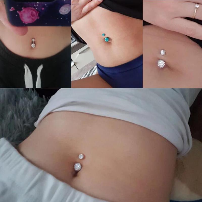 5Pcs Shiny Navel Belly Button Rings Women Barbell Body Piercing Jewelry