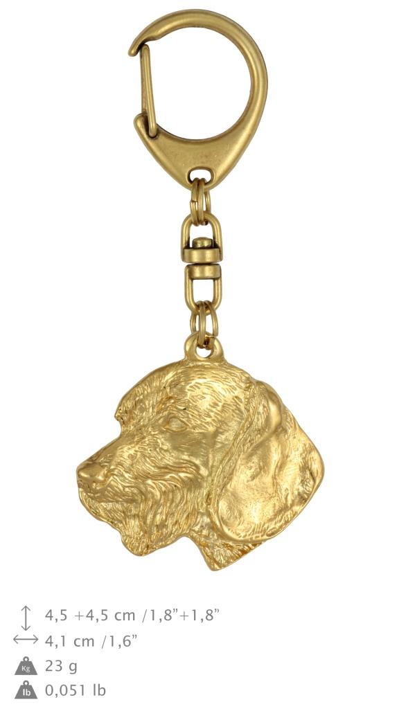 Dachshund Wire-haired, Wiener Dog, Badger Dog III - Gilded Key Ring with Dog In Gift Box, Handbag Decoration, Luxury Accessory by Art-Dog Brand
