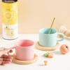 Керамическая чашка Candy Macaron, чашка для воды, кофейная чашка с подставкой из дуба и ложкой.