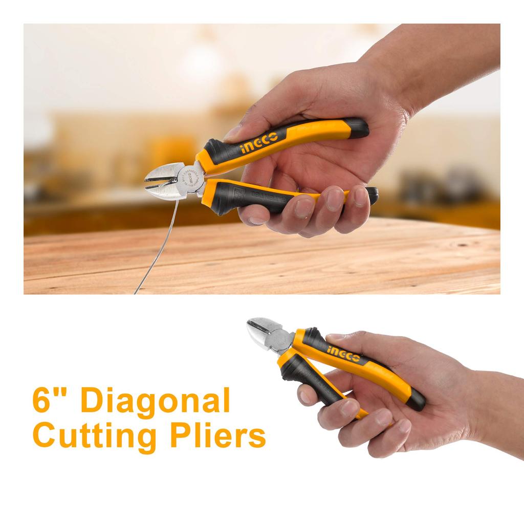 INGCO 3-Piece High-Leverage Pliers Set (HKPS08318) - Includes 200mm Pliers, 160mm Nippers, and 160mm Long Nose Pliers