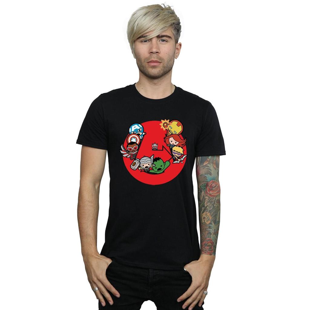 Marvel Mens Kawaii Avengers Ready Steady War T-Shirt