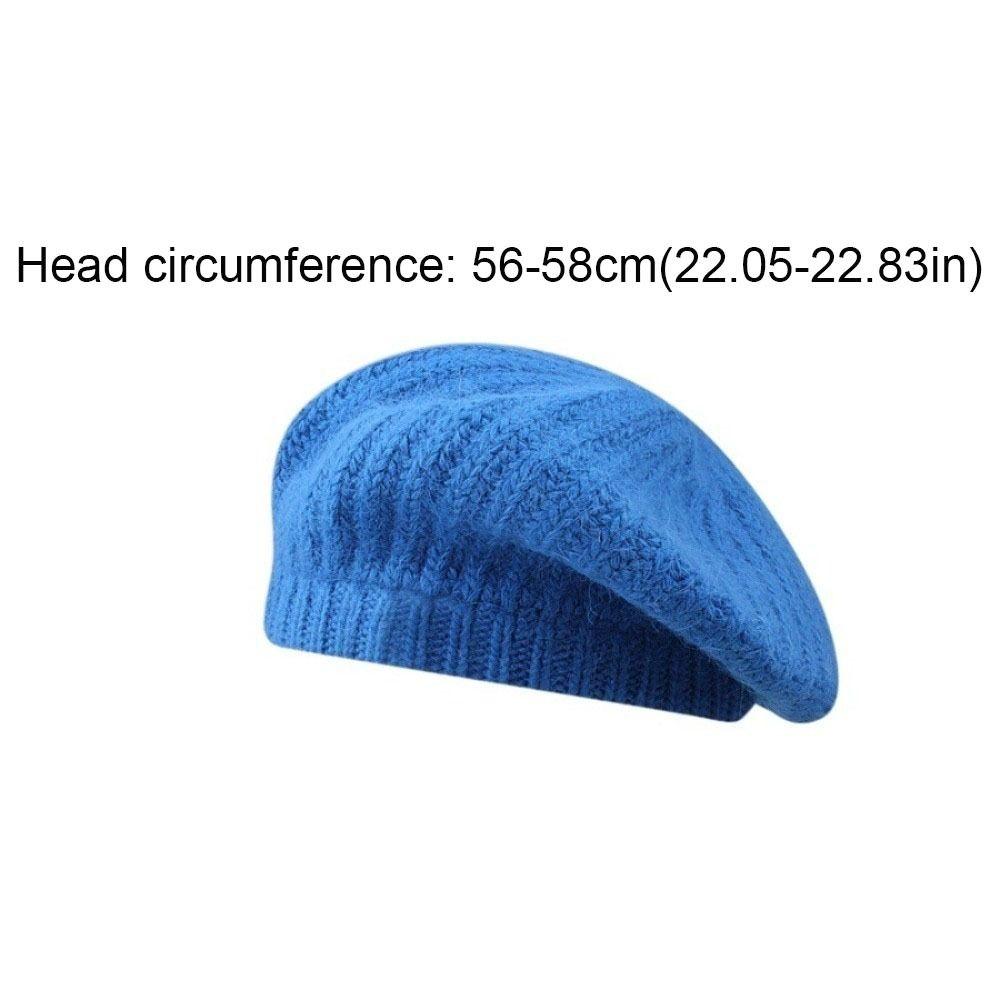 Casual Wool Mohair Beret Solid Color Big Head Circumference Knitted Beanie Cap Versatile Warm Painter Hat Girls