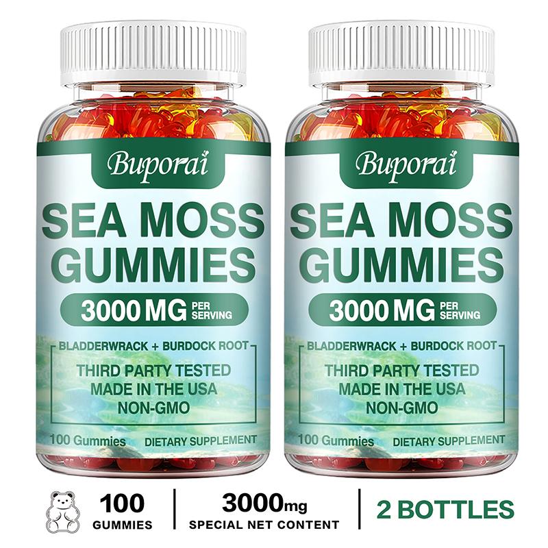 Buporai Seaweed Gummies, 3000mg, Bladderwrack & Burdock Root Extract, Immune Support, for Adults