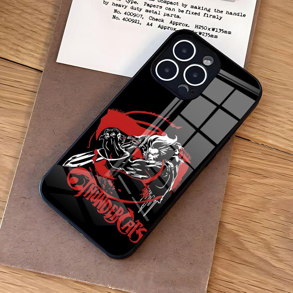 T-ThunderCats CARTOON Phone Case For IPhone 17 Air 16 E Pro Max 15 14 13 Mini 12 Pro 11 Max Plus Black Glass Cover