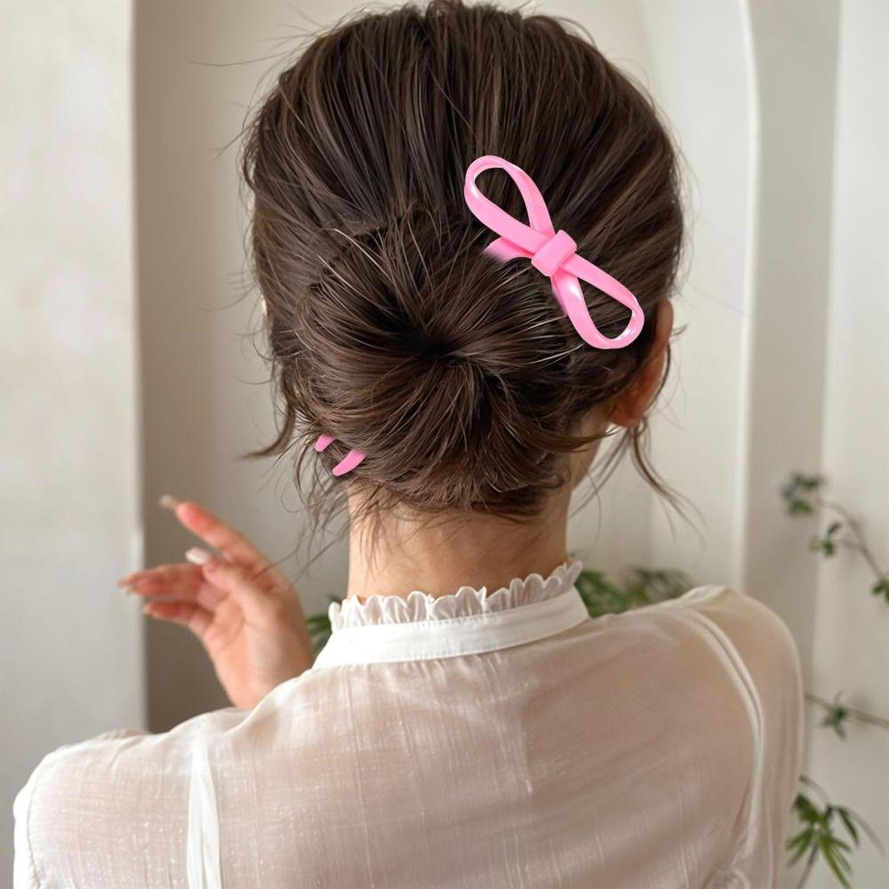 Acrylic Bow Hair Pin Candy Color Wavy Hairpins New French Hair Pin Hairpin Accessories