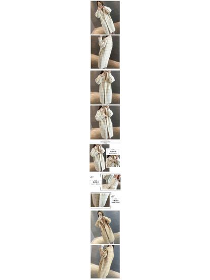 Korean-Style Plaid Knit Coat: Mid-Length Imitation Mink Velvet, Loose Fit, Early Winter Women's Fashion