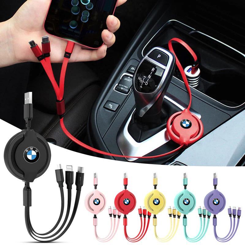 3 In 1 Car Phone Charging Cable Micro USB Fast Charging For BMW M Performance F30 F10 E90 F20 E46 E60 E70 E39 E36 E87 Keychain WQ1