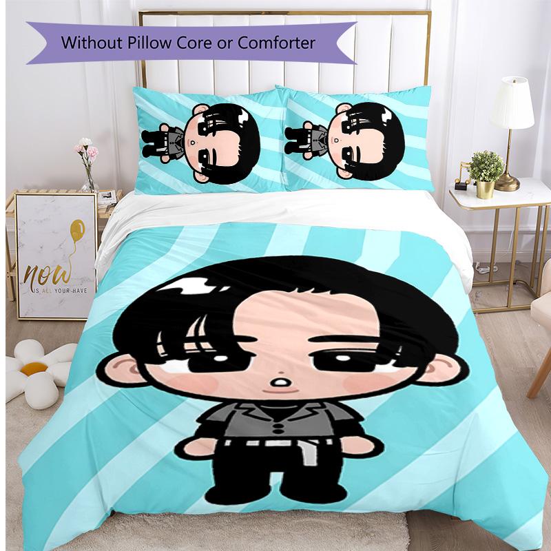 Meguro Ren Printed 3PCS Bedding Set Soft Breathable Duvet Cover Pillowcases Set Washable Bedroom Decor Home Gift
