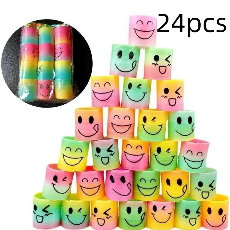 12/24/36pcs Rainbow Magic Springs Circle Toys Gradient Color Fingertip Coils Funny Kid Toy Halloween Party Favors Christmas Gift