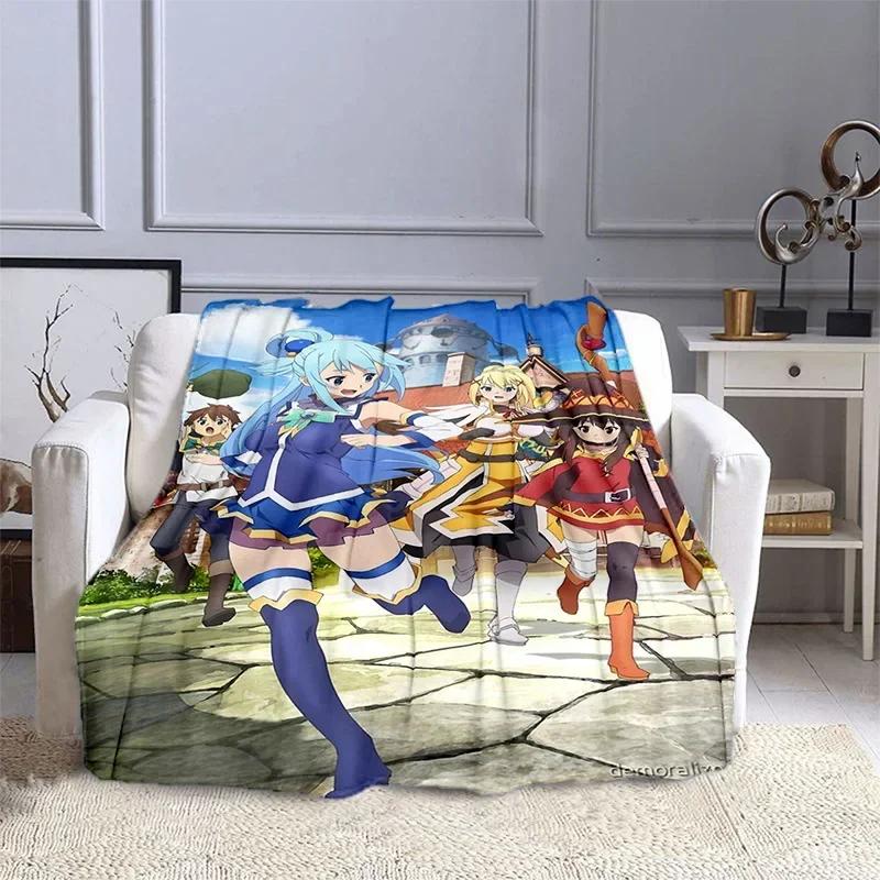 KonoSuba Gods Blessing on This Wonderful World Cartoon Megumin Soft Flannel Throw Blanket for Sofa Living Room Warm Cozy