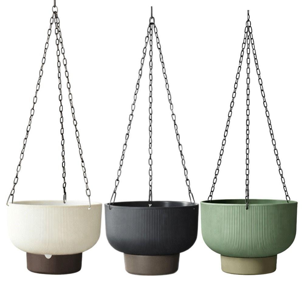 Self Watering Hanging Flower Pots White Green Grey Plant Flowerpot Planter Indoor Plants
